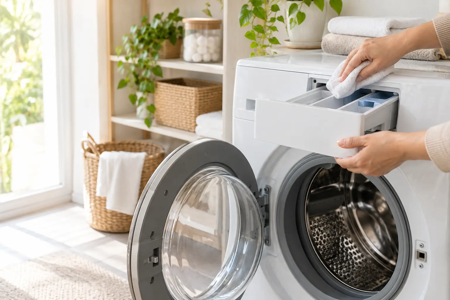 Cleaning a washer detergent drawer and door gasket